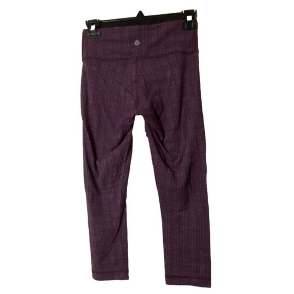 Lululemon Wunder Under Crop Textured Ziggy Wee September Plum Sz 4 - Picture 2 of 4